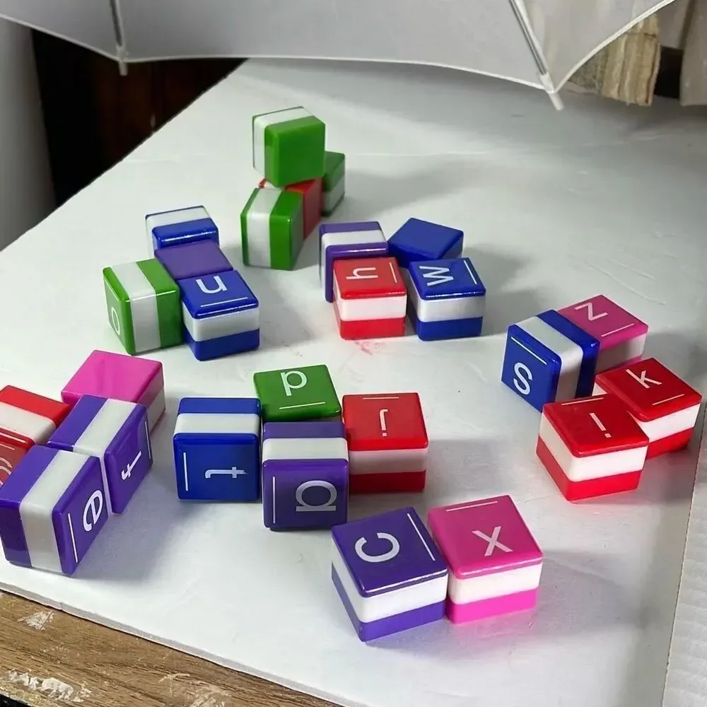 One lot of 1” square 26 letter cubes. Letter recognition spelling word building